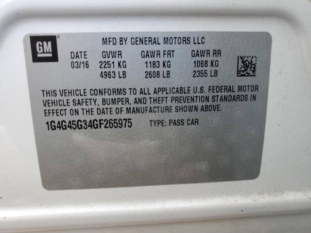 1G4G45G34GF265975 - 2016 BUICK LACROSSE SPORT TOURING WHITE photo 13