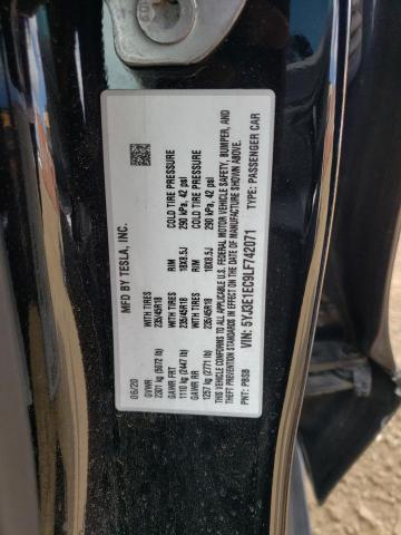 5YJ3E1EC9LF742071 - 2020 TESLA MODEL 3 BLACK photo 12