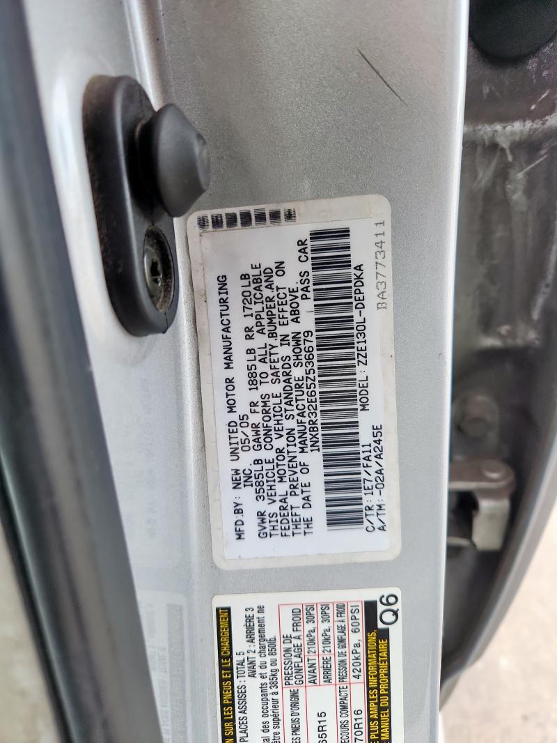 1NXBR32E65Z536679 - 2005 TOYOTA COROLLA CE Gümüş foto 12