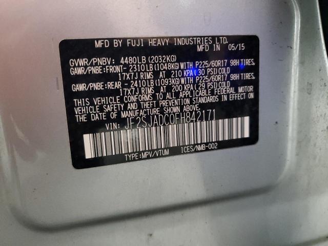 JF2SJADC0FH842171 - 2015 SUBARU FORESTER 2.5I PREMIUM SILVER photo 14