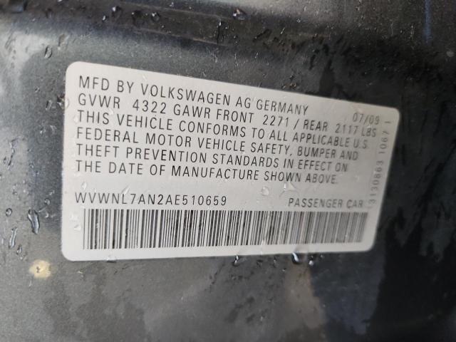 WVWNL7AN2AE510659 - 2010 VOLKSWAGEN CC SPORT Сұр фото 12