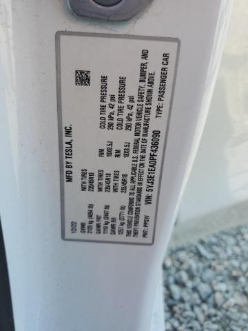 5YJ3E1EA0PF436090 - 2023 TESLA MODEL 3 WHITE photo 12