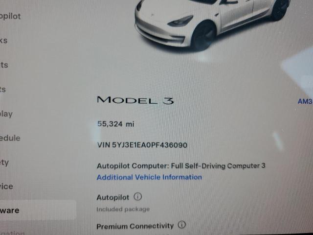 5YJ3E1EA0PF436090 - 2023 TESLA MODEL 3 WHITE photo 9