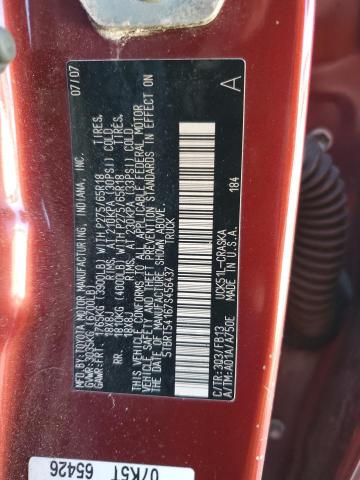 5TBRT54167S456437 - 2007 TOYOTA TUNDRA DOUBLE CAB SR5 BURGUNDY photo 12