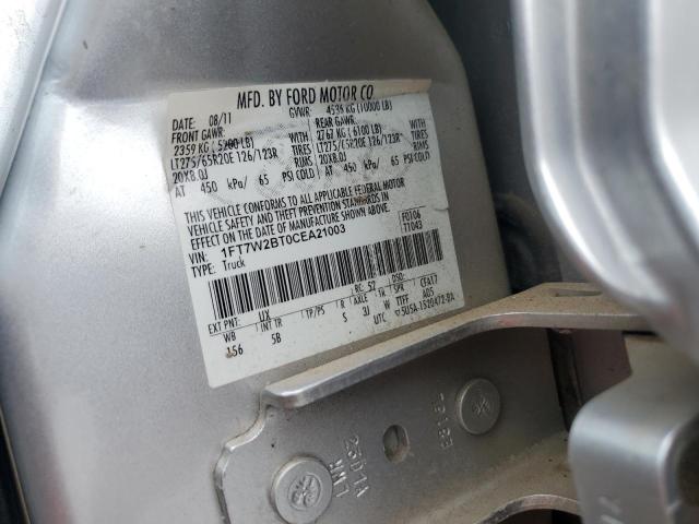 1FT7W2BT0CEA21003 - 2012 FORD F250 SUPER DUTY SILVER photo 12