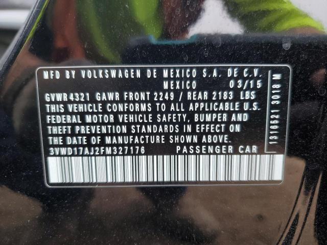 3VWD17AJ2FM327176 - 2015 VOLKSWAGEN JETTA SE BLACK photo 12
