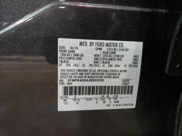 2FMPK4G94JBB95200 - 2018 FORD EDGE SE GRAY photo 13
