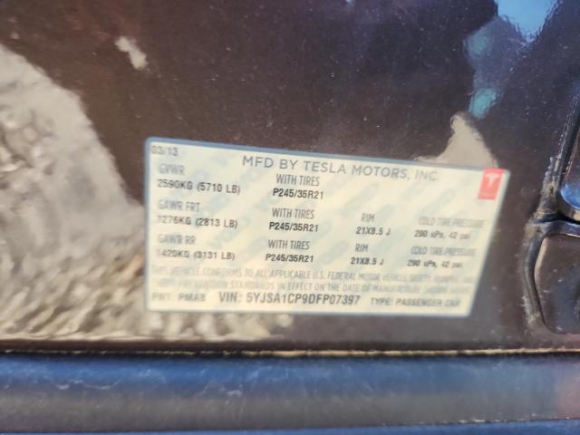 5YJSA1CP9DFP07397 - 2013 TESLA MODEL S Коричневий фото 12