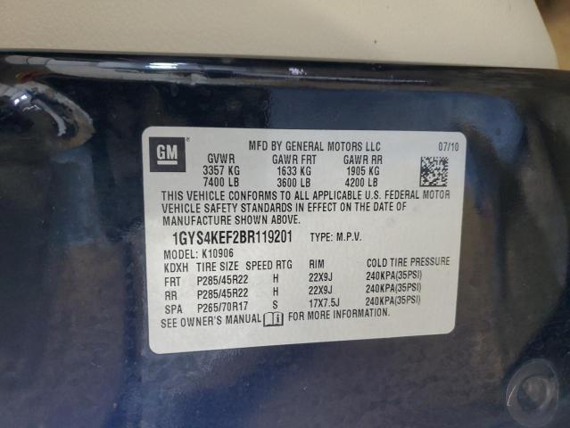 1GYS4KEF2BR119201 - 2011 CADILLAC ESCALADE ESV PLATINUM Negro foto 13