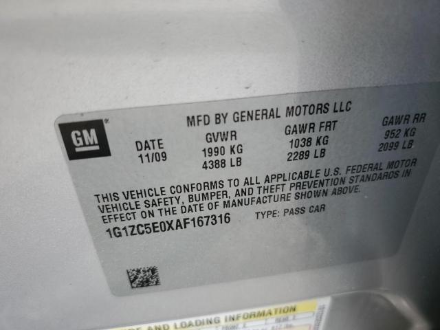 1G1ZC5E0XAF167316 - 2010 CHEVROLET MALIBU 1LT SILVER photo 12