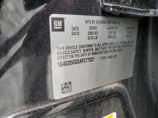 1G4GD5GG5AF277921 - 2010 BUICK LACROSSE CXL Чорний фото 12