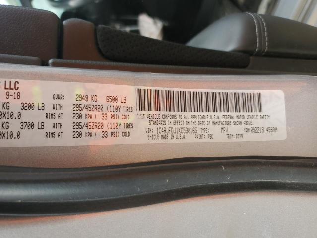 1C4RJFDJ1KC530165 - 2019 JEEP GRAND CHER SRT-8 SILVER photo 12