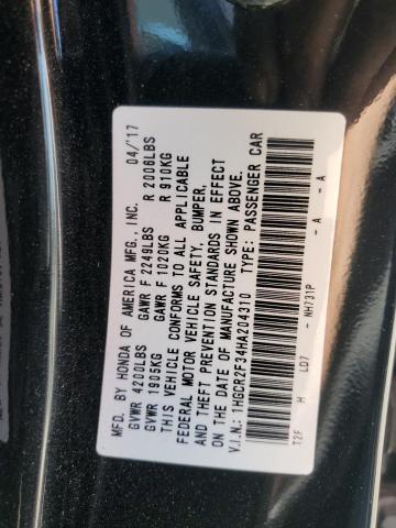 1HGCR2F34HA204310 - 2017 HONDA ACCORD LX 黑色 照片 12