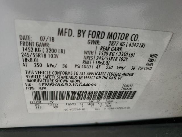 1FM5K8AR2JGC44099 - 2018 FORD EXPLORER POLICE INTERCEPTOR 白色 照片 14