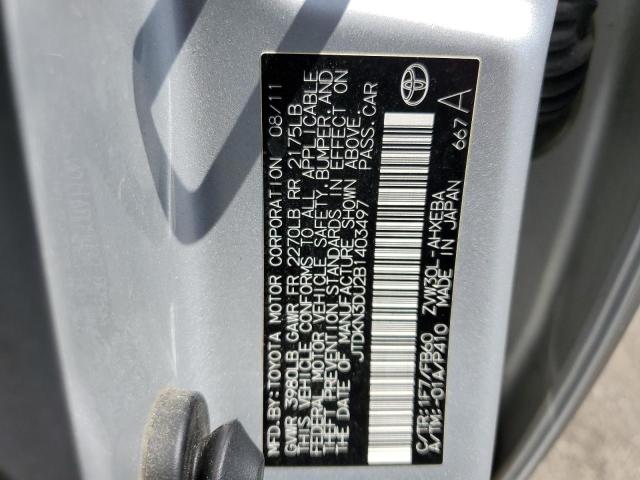 JTDKN3DU2B1403497 - 2011 TOYOTA PRIUS 银色 照片 12