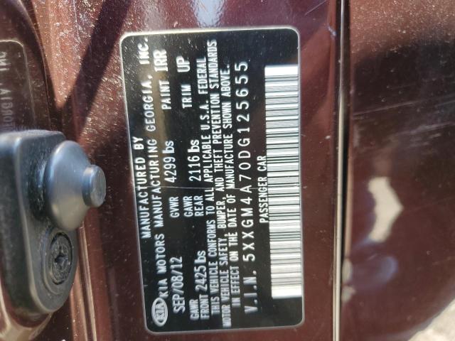 5XXGM4A70DG125655 - 2013 KIA OPTIMA LX ბურგუნდია ფოტო 12