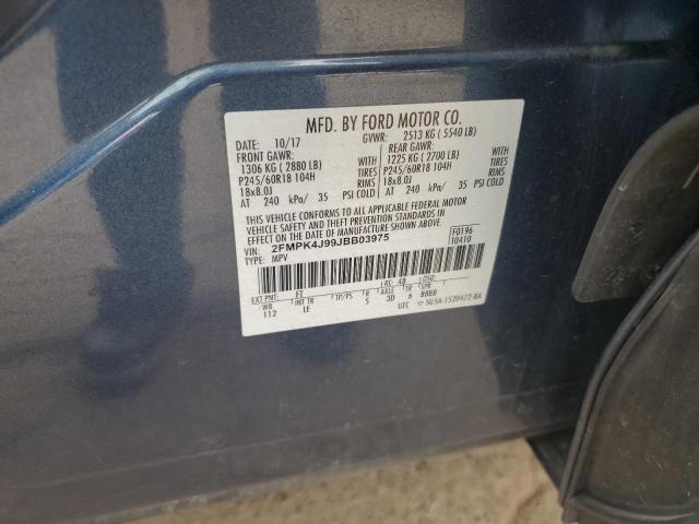 2FMPK4J99JBB03975 - 2018 FORD EDGE SEL 蓝色 照片 13