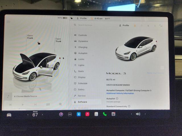 5YJ3E1EA3NF369563 - 2022 TESLA MODEL 3 Սպիտակ լուսանկար 9