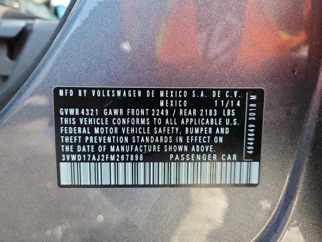 3VWD17AJ2FM267898 - 2015 VOLKSWAGEN JETTA SE CHARCOAL photo 12