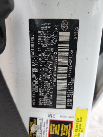 4T1BF3EK6AU552613 - 2010 TOYOTA CAMRY BASE 白色 照片 12