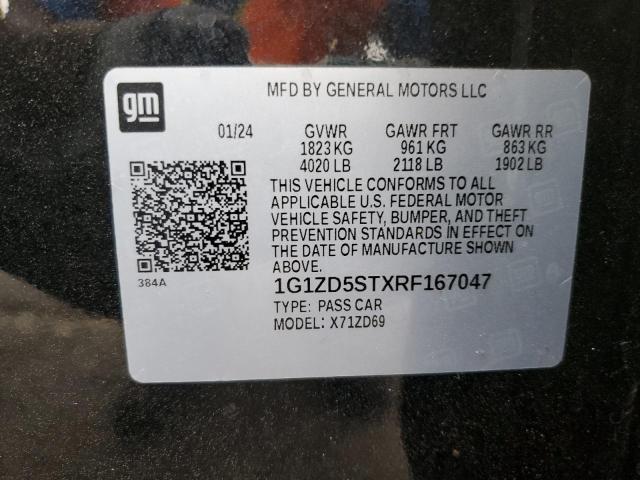 1G1ZD5STXRF167047 - 2024 CHEVROLET MALIBU LT BLACK photo 12