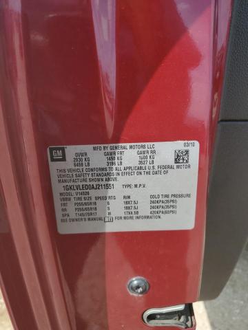 1GKLVLED0AJ211551 - 2010 GMC ACADIA SLE RED photo 13