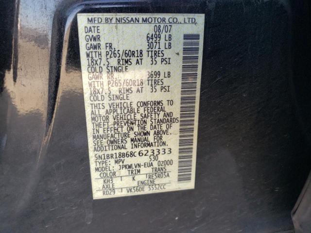 5N1BR18B68C623333 - 2008 NISSAN PATHFINDER LE BLACK photo 12
