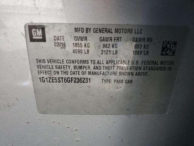 1G1ZE5ST6GF236231 - 2016 CHEVROLET MALIBU LT SILVER photo 12