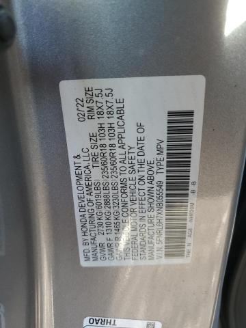 5FNRL6H7XNB055549 - 2022 HONDA ODYSSEY EXL SILVER photo 13
