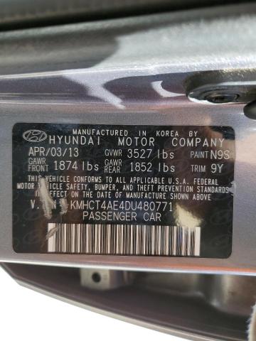 KMHCT4AE4DU480771 - 2013 HYUNDAI ACCENT GLS 灰色 照片 12