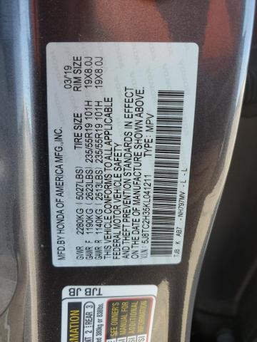 5J8TC2H35KL041211 - 2019 ACURA RDX GRAY photo 14