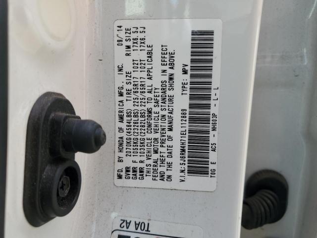 5J6RM4H71EL112889 - 2014 HONDA CR-V EXL WHITE photo 13