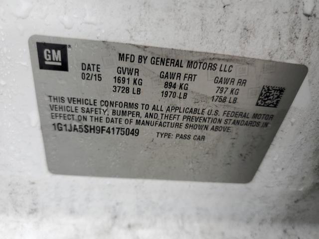 1G1JA5SH9F4175049 - 2015 CHEVROLET SONIC LS WHITE photo 12