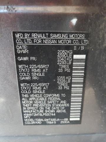 KNMAT2MT6LP531744 - 2020 NISSAN ROGUE S GRAY photo 13