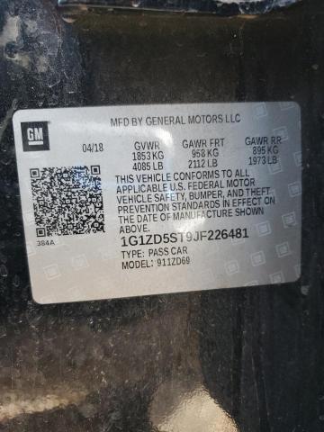 1G1ZD5ST9JF226481 - 2018 CHEVROLET MALIBU LT BLACK photo 12