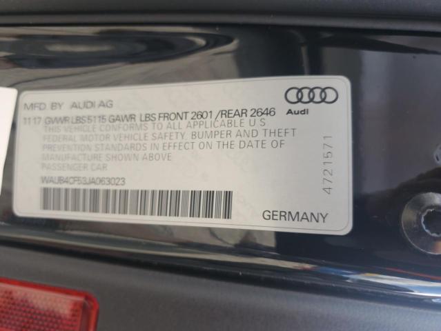 WAUB4CF53JA063023 - 2018 AUDI S5 PREMIUM PLUS Negro foto 13