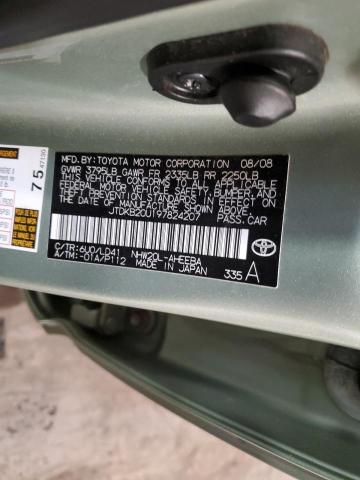 JTDKB20U197824207 - 2009 TOYOTA PRIUS GREEN photo 12