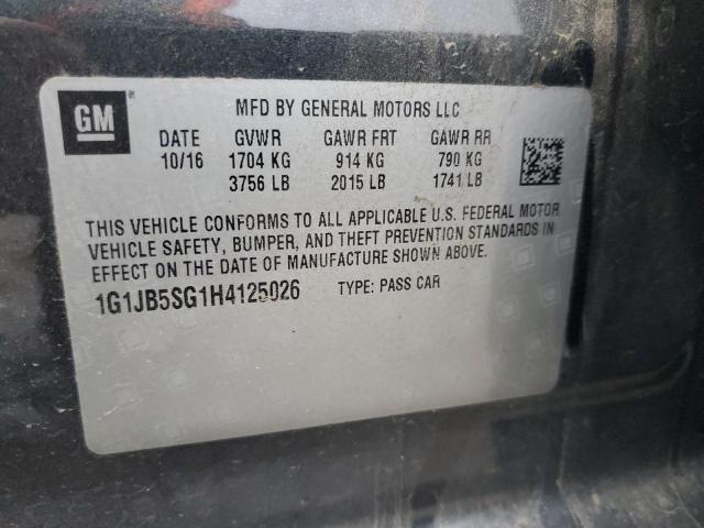 1G1JB5SG1H4125026 - 2017 CHEVROLET SONIC LS 灰色 照片 12