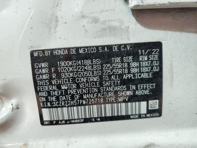 3CZRZ2H57PM725718 - 2023 HONDA HR-V SPORT თეთრი ფოტო 13