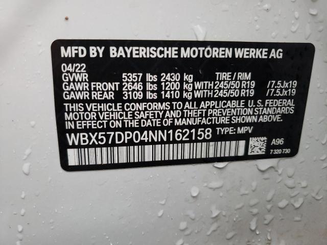 WBX57DP04NN162158 - 2022 BMW X3 XDRIVE30I WHITE photo 13