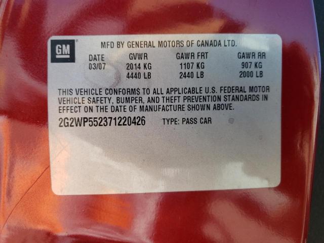 2G2WP552371220426 - 2007 PONTIAC GRAND PRIX 栗色 照片 13