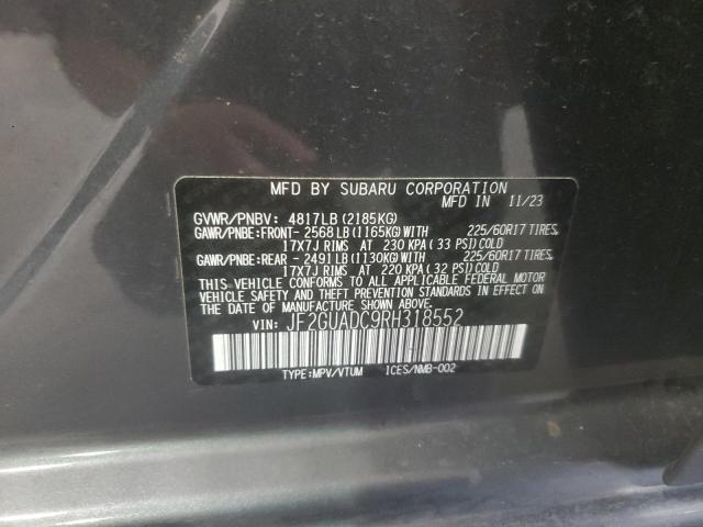 JF2GUADC9RH318552 - 2024 SUBARU CROSSTREK PREMIUM GRAY photo 14