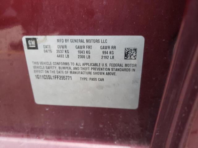 1G11C5SL1FF295771 - 2015 CHEVROLET MALIBU 1LT 栗色 照片 12