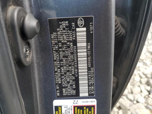 4T4BF3EK9AR003056 - 2010 TOYOTA CAMRY BASE ნაცრისფერი ფოტო 12