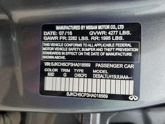 SJKCH5CP3HA018569 - 2017 INFINITI QX30 BASE فحمي صورة 13