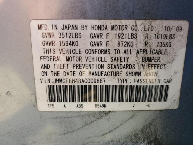 JHMGE8H48AC009887 - 2010 HONDA FIT SPORT BLUE photo 12