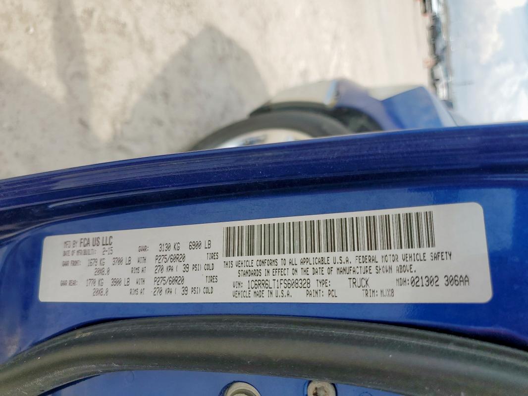 1C6RR6LT1FS608328 - 2015 RAM 1500 SLT BLUE photo 13