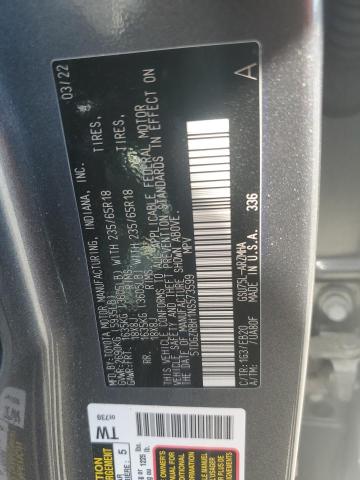 5TDGZRBH1NS573599 - 2022 TOYOTA HIGHLANDER XLE Gris foto 14