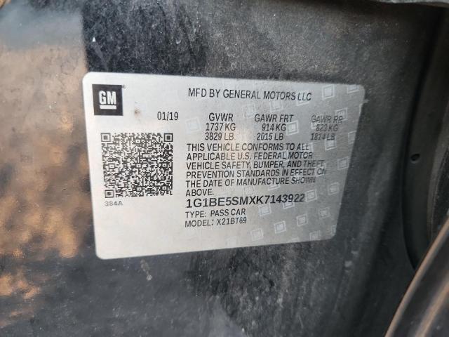 1G1BE5SMXK7143922 - 2019 CHEVROLET CRUZE LT Қара фото 13