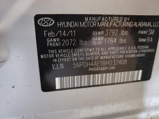 5NPDH4AE1BH032408 - 2011 HYUNDAI ELANTRA GLS SILVER photo 12